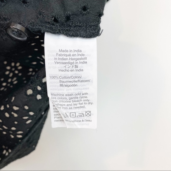 Madewell Eyelet Village Ruffle Sleeve Shirt Black - Picture 7 of 8